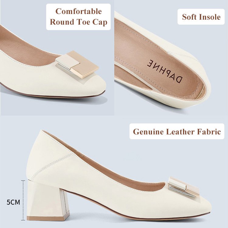 Genuine Soft Leather Dual Wearing Chunky Heels Anti-Fatigue Women's Shoes
