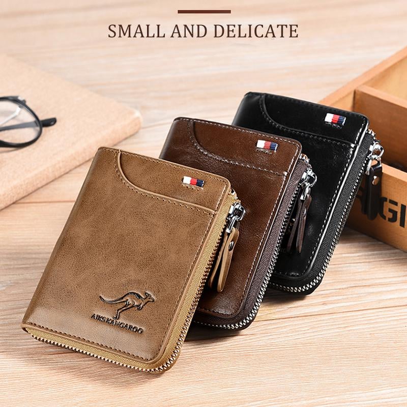(๐2025 New Year Hot Sale๐)Men Wallet Zipper Genuine Leather Purse ( RFID PROTECTED )