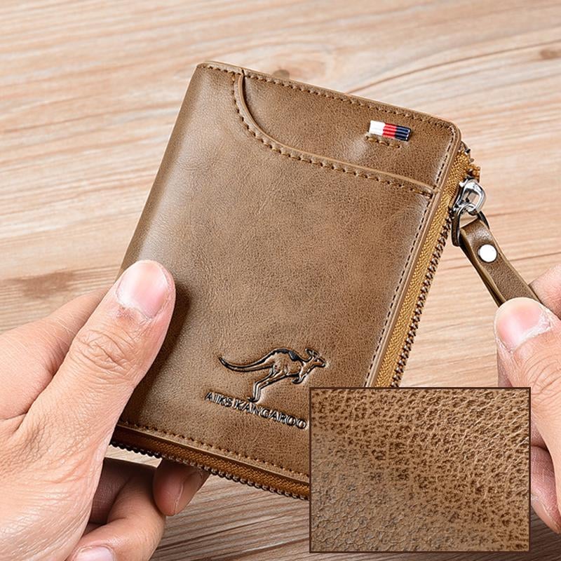(๐2025 New Year Hot Sale๐)Men Wallet Zipper Genuine Leather Purse ( RFID PROTECTED )