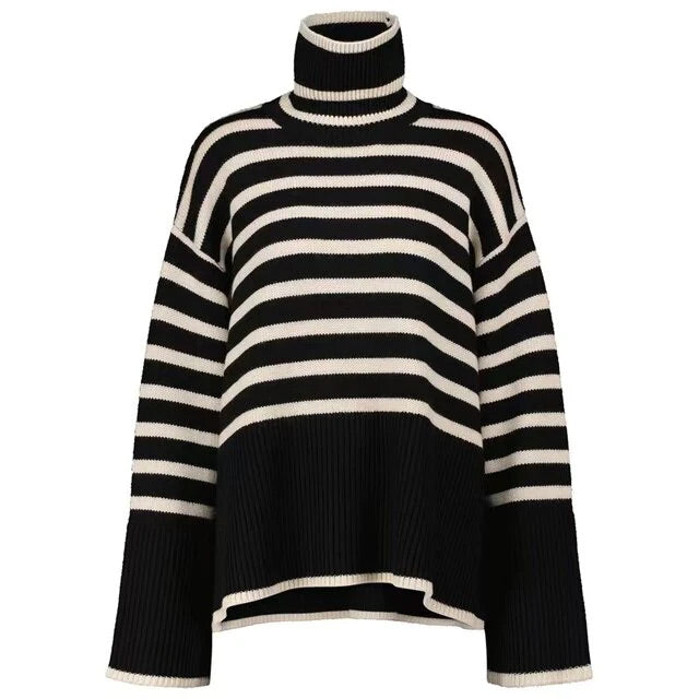 Women's Slit Turtleneck Knit Sweater
