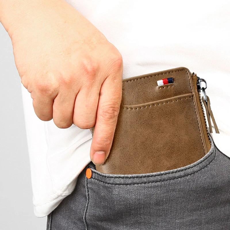 (๐2025 New Year Hot Sale๐)Men Wallet Zipper Genuine Leather Purse ( RFID PROTECTED )