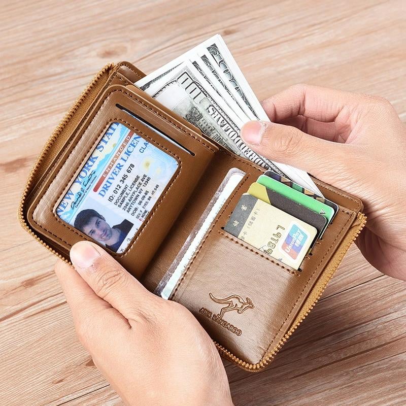 (๐2025 New Year Hot Sale๐)Men Wallet Zipper Genuine Leather Purse ( RFID PROTECTED )