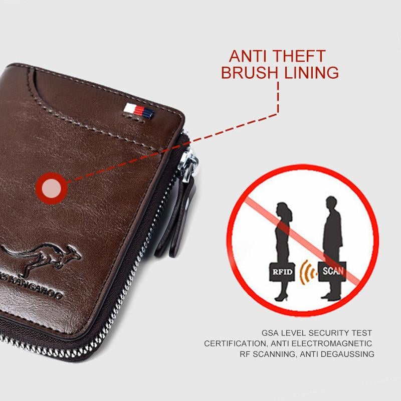 (๐2025 New Year Hot Sale๐)Men Wallet Zipper Genuine Leather Purse ( RFID PROTECTED )