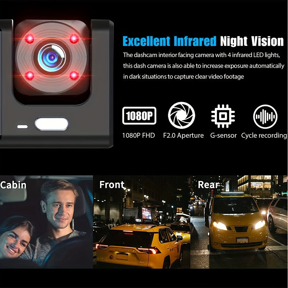 Safe Driving 3 Channel Camera Cycle Video Recorder