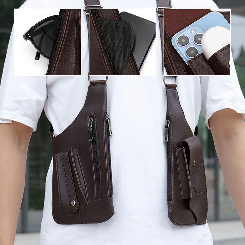Double shoulder strap multi-pocket outdoor anti-theft tactical bag