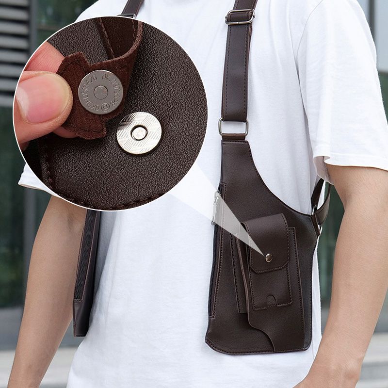 Double shoulder strap multi-pocket outdoor anti-theft tactical bag