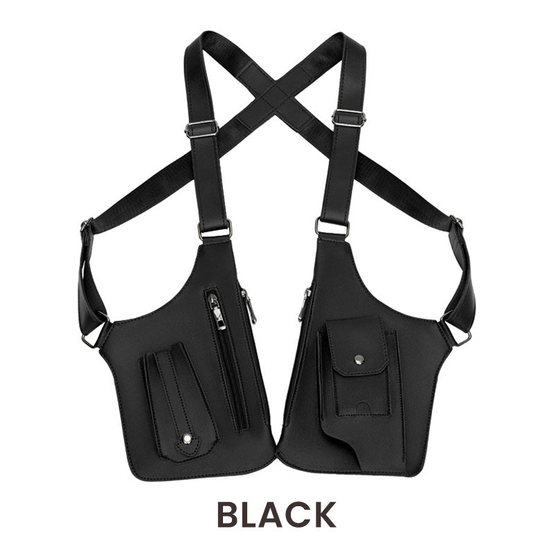 Double shoulder strap multi-pocket outdoor anti-theft tactical bag