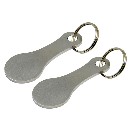 2 Pieces Stainless Steel Shopping Trolley Token Keyrings