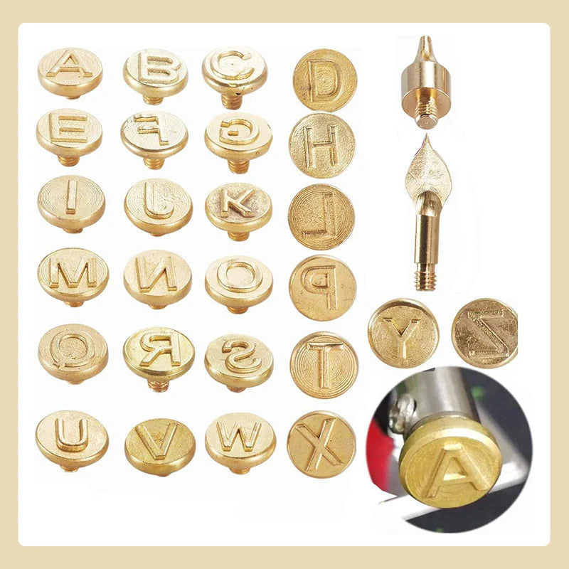 26 Letters Copper Mold DIY Wood Burning/Carving Set