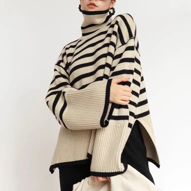 Women's Slit Turtleneck Knit Sweater
