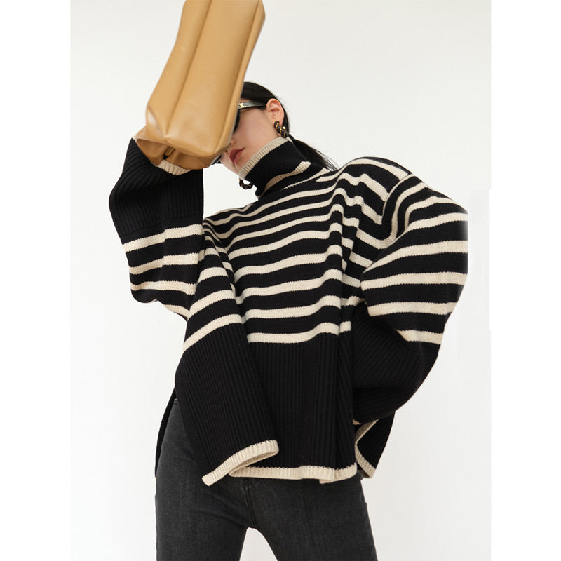 Women's Slit Turtleneck Knit Sweater