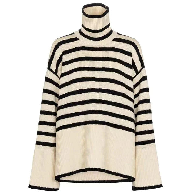 Women's Slit Turtleneck Knit Sweater
