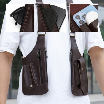 Double shoulder strap multi-pocket outdoor anti-theft tactical bag