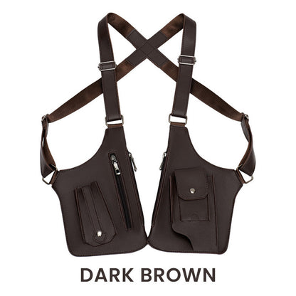 Double shoulder strap multi-pocket outdoor anti-theft tactical bag